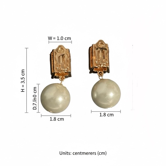 Gold Tone Rectangular Pink Crystal Faux Pearl Earrings Tanya Creations - Picture 5 of 5